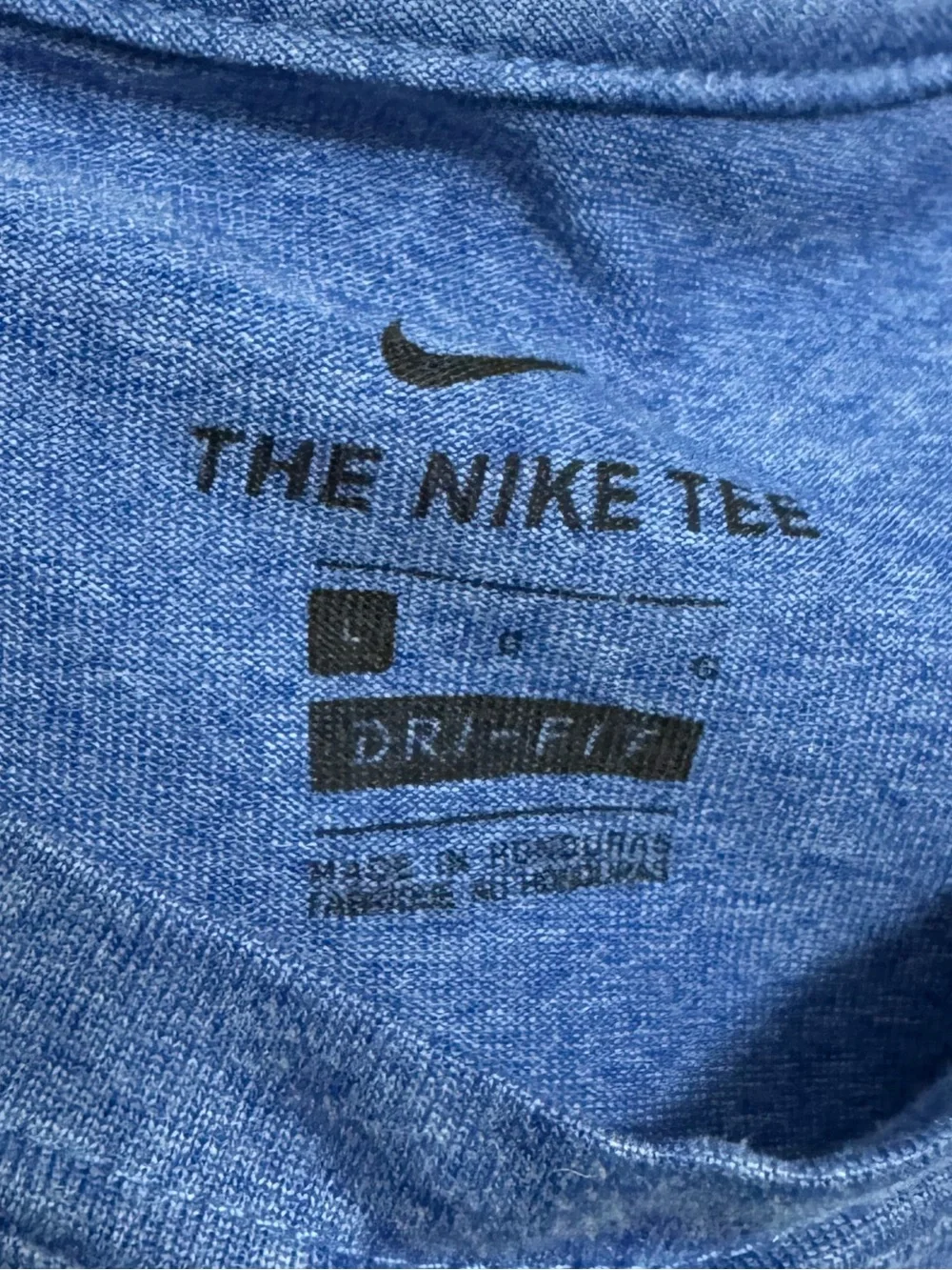 Nike Blue Dri-FIT Tee with Black Swoosh, Boys Sz L